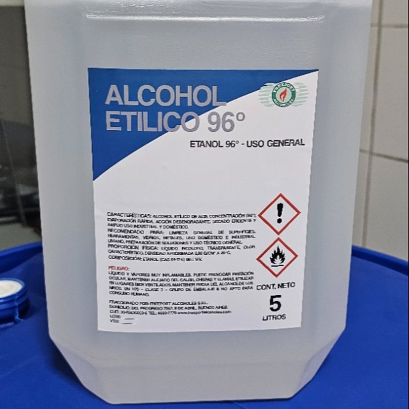 Pack x 4 Bidones 5 lts de Alcohol Etílico 96° Tridestilado de Cereal | Neutro | Sin Amargante (INV 933)